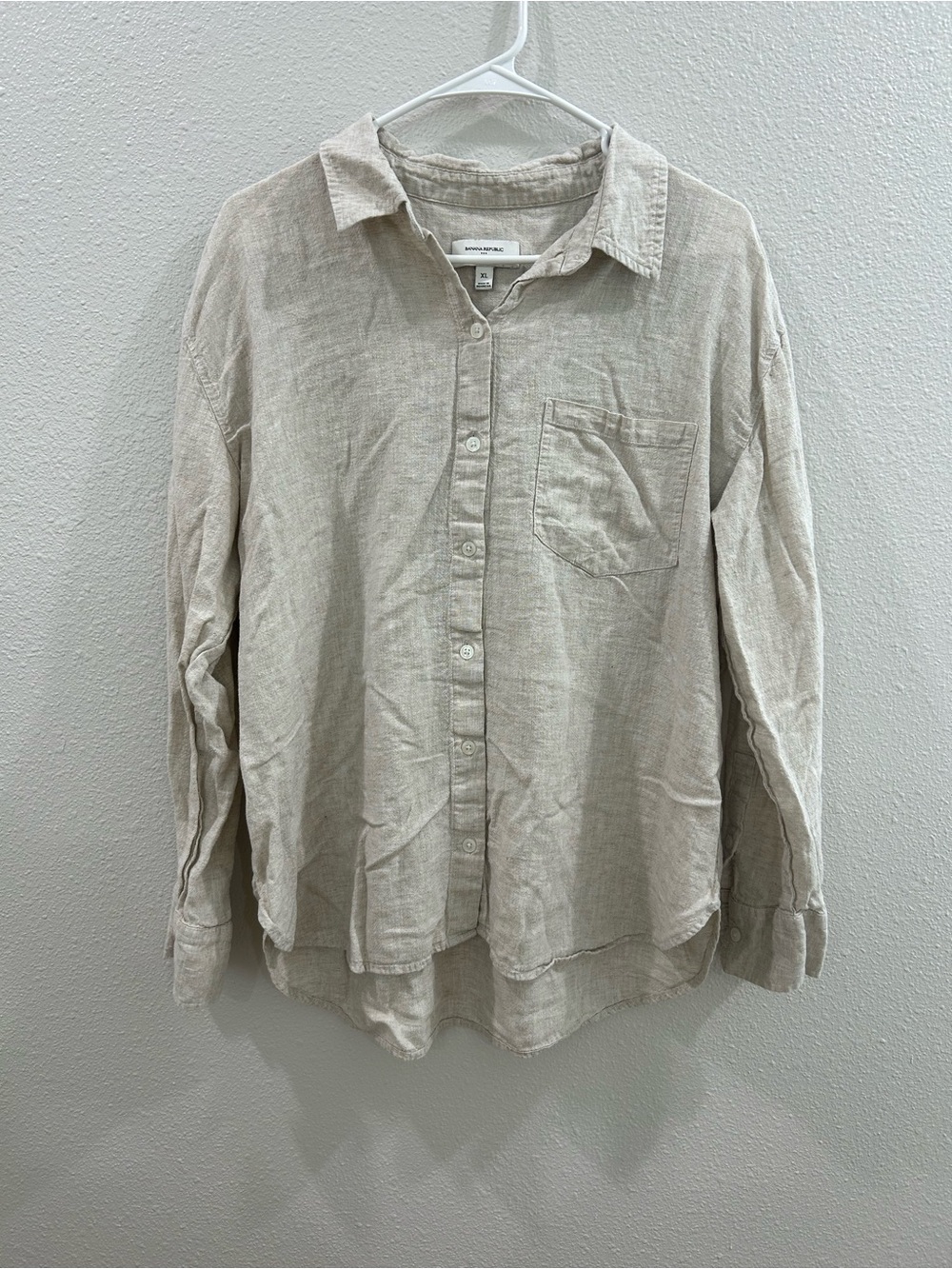 Banana Republic Beige Button-Down Linen Blend Women's Shirt